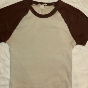 brown and white baby tee